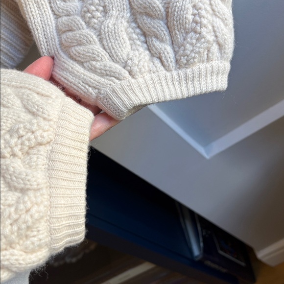 J. Crew 100% Cashmere Cream Cable Knit Sweater Small - Picture 8 of 9